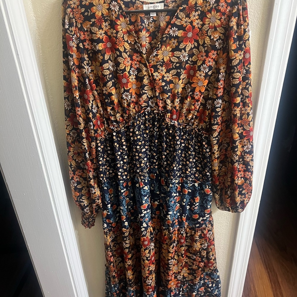 Umgee Multicolor Floral Long Sleeve Dress